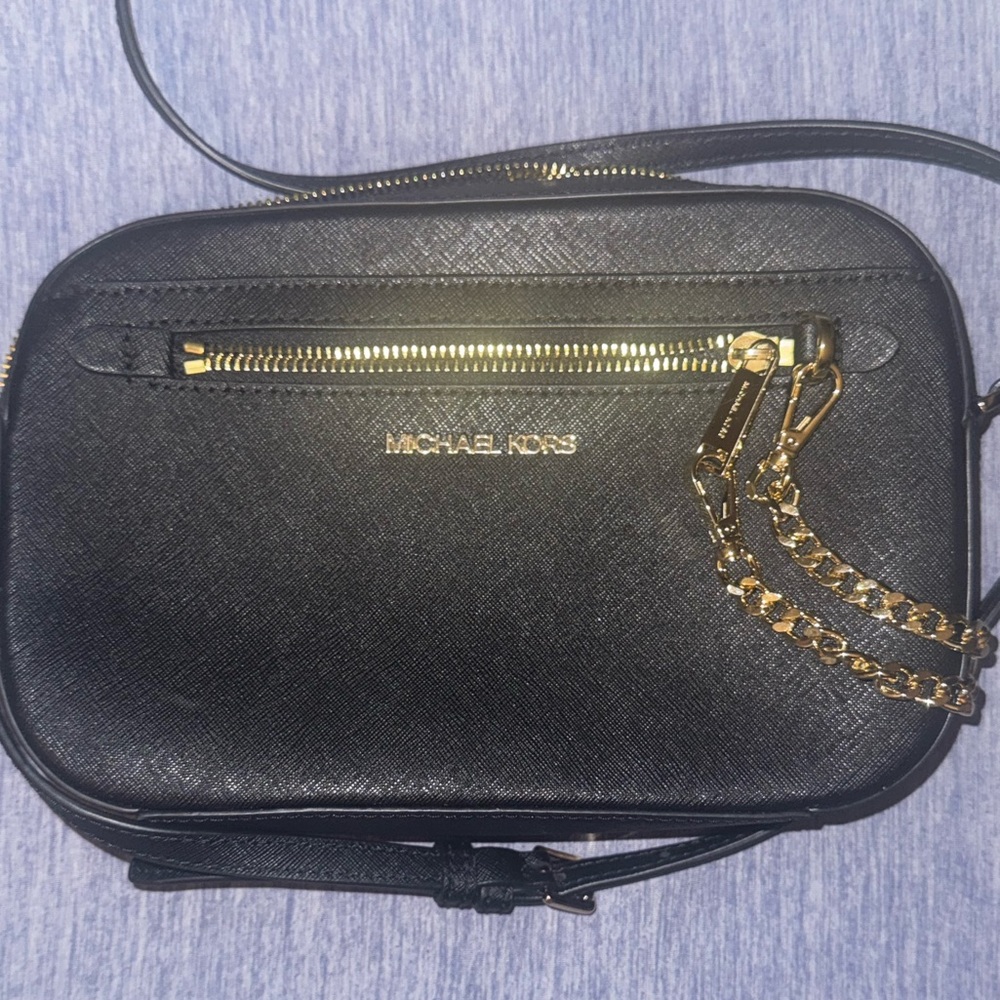 Michael Kors Black Crossbody Bag with Gold Accents